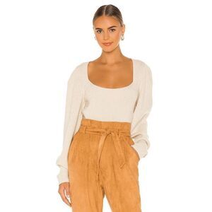 Free People Saffron Top Open Back Knit Pullover Oatmeal Cream Sweater Size XS